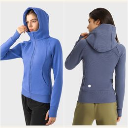 Lu Lu DJ Exercise Fiess Wear Womens Yoga Outfit Hoodies Sportswear Outer Jackets Outdoor Apparel Casual Adult Running Trainer Long Sleeve Hooded