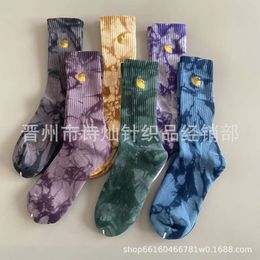 Men's Towel Socks Fashion North American Brand Karhart Gold Standard Embroidery Tie Dyed High Tube Tide Women's Bottom Thickened Sports Basketball