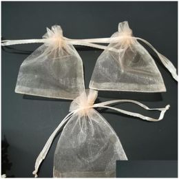 Jewellery Pouches Bags Champagne Dstring Organza Gift Pouches Spices/Coffee Christmas/Wedding/Gift Packing 7X9 9X12 10X15Cm Drop Deli Ottfl