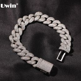 Bangle UWIN 14mm Cuban Chain Bracelet AAA Iced Out Cubic Zirconia Bracelets For Women Luxury Hiphop Jewellery Drop 230912