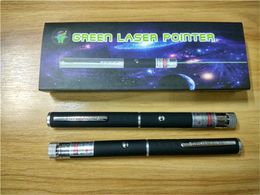 New Gift Green laser pointer 2 in 1 Star Cap Pattern 532nm 5mw GreenLaser PointerPen With Head Kaleidoscope Light With Packageing