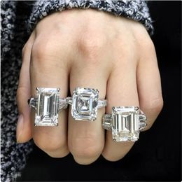 100% Real 925 Sterling Silver promise ring Emeald Asscher cut Sona 5A Cz Luxury Engagement wedding Band rings for women