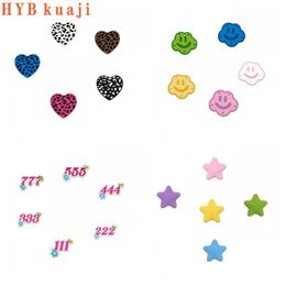 HYBkuaji 100pcs angel number star heart shoe charms wholesale shoes decorations shoe clips pvc buckles for shoes