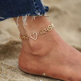 Anklets Delysia King 2023 Women Beach Accessories Fashion Gold Alloy Double-layer Foot Bracelet