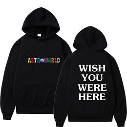 Men's Hoodies Sweatshirts Astroworld You Were Here Rainbow Printed Letter Men Women Pullover Hoody Fashion Hip Hop Sweatshirt253G