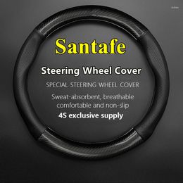 Steering Wheel Covers No Smell Thin For Santafe Cover Genuine Leather Carbon Fibre Fit Santa Fe 1.5T 2023 4G15T 15S4G