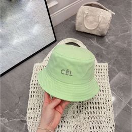 Hats Summer Women Candy Color Designer bucket hat Vacation Travel Sunshade Crystal Letter Print 4 Colors Wide Brim Hats