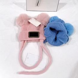 Designer Kid Knitted Hat Boys Girls Cute Beanies Child Warm Hats Pom Pom Winter Kids Beanie Double Ball Braid