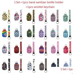 Cell Phone Straps Charms 1 Setis2Pcs Neoprene Hand Sanitizer Bottle Holder Keychain Wristlet Matching Delivery 30Ml Bottl Chapstick Dr Dhkot