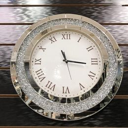 Wall Clocks Battery Operated Modern Luxury Quiet Living Room Hall Watch Unique Round Glass Horloge Murale Home Decorating Items