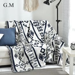 Blankets Europe Style Sofa Throw Blanket Cotton Thread Knitted Blanket with Tassel Geometry Bohemian Sofa Cover Bed Blanket Camping Rug 230912