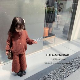 Clothing Sets Autumn Korean Childrens Sweater Set For Small And Medium Girls Children Cotton Long Sleeve Round Neck Coat