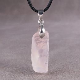 Pink Irregular Raw Stone Crystal Pendant Mens Chain Fashion Necklace Everyday Necklaces High Quality Jewellery Good Jewellery Precious Jewels Designer