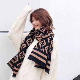 scarf Korea Dongmen faced Cashmere Scarf Soft Girl Wears Large Shawl for Women's Thermal Insulation Double sided Letter Long Neck