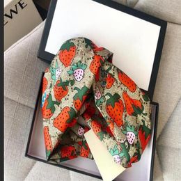 brand Designer Silk bandanas Elastic Women Headbands Luxury Girls Strawberry Hair bands Scarf Accessories Gifts Headwraps3133