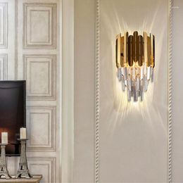 Wall Lamp Modern Crystal Luxury Golden Stainless Steel Lighting Fixtures Bed Living Room Lamps