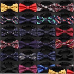 Bow Ties Christmas Tie Mens Fashion Black Knot Bowtie Business Wedding Men Formal Necktie For Accessories Drop Delivery Otze6