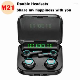 Wireless Bluetooth Touch Headphones Stereo Sports Couple Earbuds LED Display 9D Four Headset For Double People