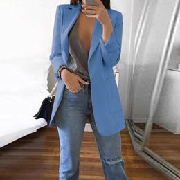 Women's Blouses Women Solid Slim Formal Suit Long Sleeve Lapel Open Front Pockets Short Coat Elegant Temperament Work Office Blouse Coats