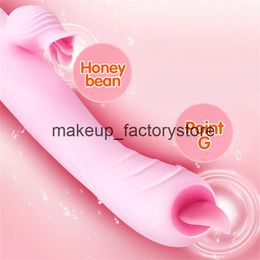 Massage G Spot Dildo Silicone Vibrator Heating Scalable Tongue Licking Wand Clitoris Massager Sex Toys for Women Adult Toys Sex Sh215o