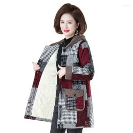 Women's Trench Coats Winter Clothes Womens Coat Middle-Aged Elderly Hooded Mid-Length Add Fleece Thicken Ladies Cotton Outerwear