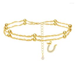 Link Bracelets Tiny A-Z Initial Letter Anklets For Women Gold Charm CZ Alphabet Cuban Anklet Bracelet Summer Beach Boho Jewelry Party Gift