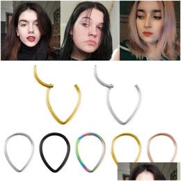 Nose Rings Studs Hinged Segment Ring Septum Piercing Hoop Eyebrow Cartiliage Earring Stainless Steel Tragus Helix Clicker Body Jewelry Dhhd9