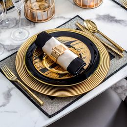 Plates Wedding Plate Set Kids Pottery Luxury Designer Dinner Gold Flat Black Glass Europe 27cm Pratos De Jantar Tableware ZZ50PZ