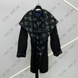 24SS женское шерстяное пальто Дизайнерские пальто Женская куртка классическая буква с принтом Шерстяной материал Пальто с капюшоном женские длинные тренчи