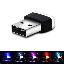 1PC Car USB LED Atmosphere Lights Decorative Lamp Emergency Lighting Universal PC Portable Plug and Play1797