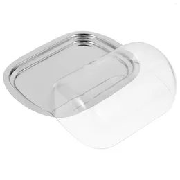 Dinnerware Sets Stainless Steel Butter Box Reusable Plastic Serving Bowls Container Dish Holder Home Clear Lid Counter Flatware