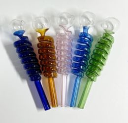 Great Pyrex spiral glass pipes Curved Glass Oil Burners Pipes with Coloured Balancer Water Pipe smoking pipes