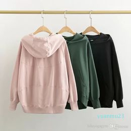 Luluwomen Yoga clothing hooded jacket female loose long-sleeved autumn and winter casual running fitness sweater sports top333