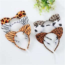 New Short Plush Tiger Leopard Cat Ear Headband Cute Women Girls Kids Party Festival Fantastic Hair Accessories Hair Band GC2298