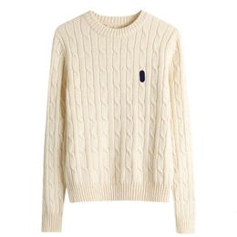 Tasarımcı Ralphs Sonbahar Laurens Sweater Orijinal Kalite Şeyterleri Yuvarlak Boyun Süveteri Twist Pullover Pony Nakış Uzun Kollu Kazak