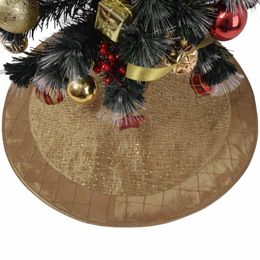 Christmas Decorations 50"/36" Sparkle Glitter With Handcraft Pintuck Faux Silk Tree Skirt In Gold Colour P2599-90cm-t/P4501