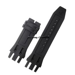 JAWODER Watchband New Men Women 33mm 26mm Buckle End Black Silicone Rubber Diver Watch Band Strap for INV Reserve206R