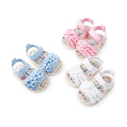 First Walkers Baby Girls Sandals Shoes Summer Born Cute Princess Flower Toddler Flat Non Slip Slippers 0-18M For Infants