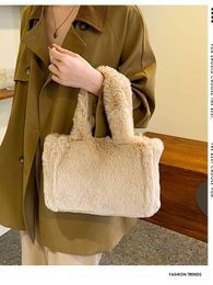 Evening Bags Winter Design Commute Bucket Bag Women Handbag Purse Soft Warm Faux Fur Shoulder Ladies Plush Big Capacity Tote