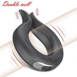 Silicone Cock Ring Vibrating Penis Delay Ejaculation Erection Lock Vibrator Long Lasting Erotic Sex Toys for Men244M