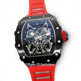 Richarmilles Watches Fashion Mens Skeleton Dial Miyota Automatic Movement Sport Blue Rubber Watch Mechanical Montre De Luxe Cy