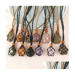 Personality Natural Stone Agate Necklace Men And Women With Simple Braided Rope Pl Feldspar For Fashion Jewelry Drop Delivery