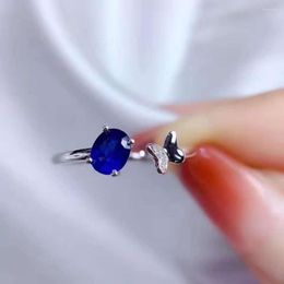 Cluster Rings Natural Sapphire For Women Or Man Vintage Real Silver 925 Ring Mens Jewelry Brand Anniversary Party Gifts