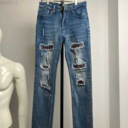 correct Version Ami jeans Pink Diamond High Street Jeans Slim Fit Fog Wash Knife Cut Hole Pantstblm spot goods