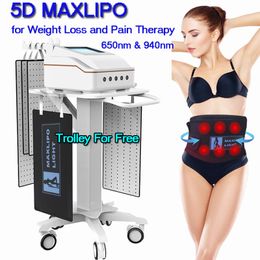 Powerful Lipolaser Slim Machine 5D Maxlipo Laser Fat Removal Body Slimming Lymphatic Drainage Infrared Diode Lipo Laser Pain Therapy SPA Beauty Device