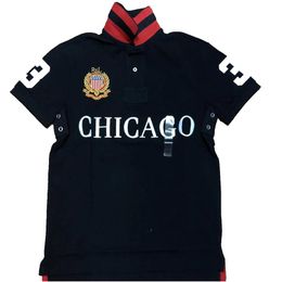 Men's Polos Trendy City Name Badge Chicago Short Sleeve Shirt Men's T-Shirt2493