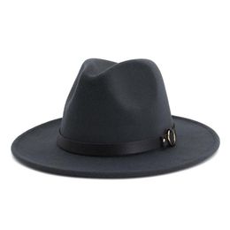 Fashion New Men Womens Fascinator Felt Hat Wide Brim Jazz Fedora Hats with Leather Band Black Panama Trilby Hat Fedora Cap206a