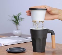 Mugs Creative Tea Ceramic Mug With Cover Philtre Separation Cup Office
