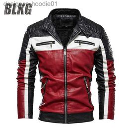 Men's Fur Faux Fur BLKG Fleece Leather Jacket Men Winter Jacket Men Coats Motorcycle Jacket Stand Collar Fashion Military Coat Veste Cuir Homme 3XL 201114 L230913