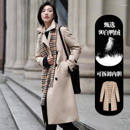 Women's Trench Coats Windbreaker Down Jacket Detachable Liner Thickened 90 White Duck Plus Long Knee For Women Winter Clothes